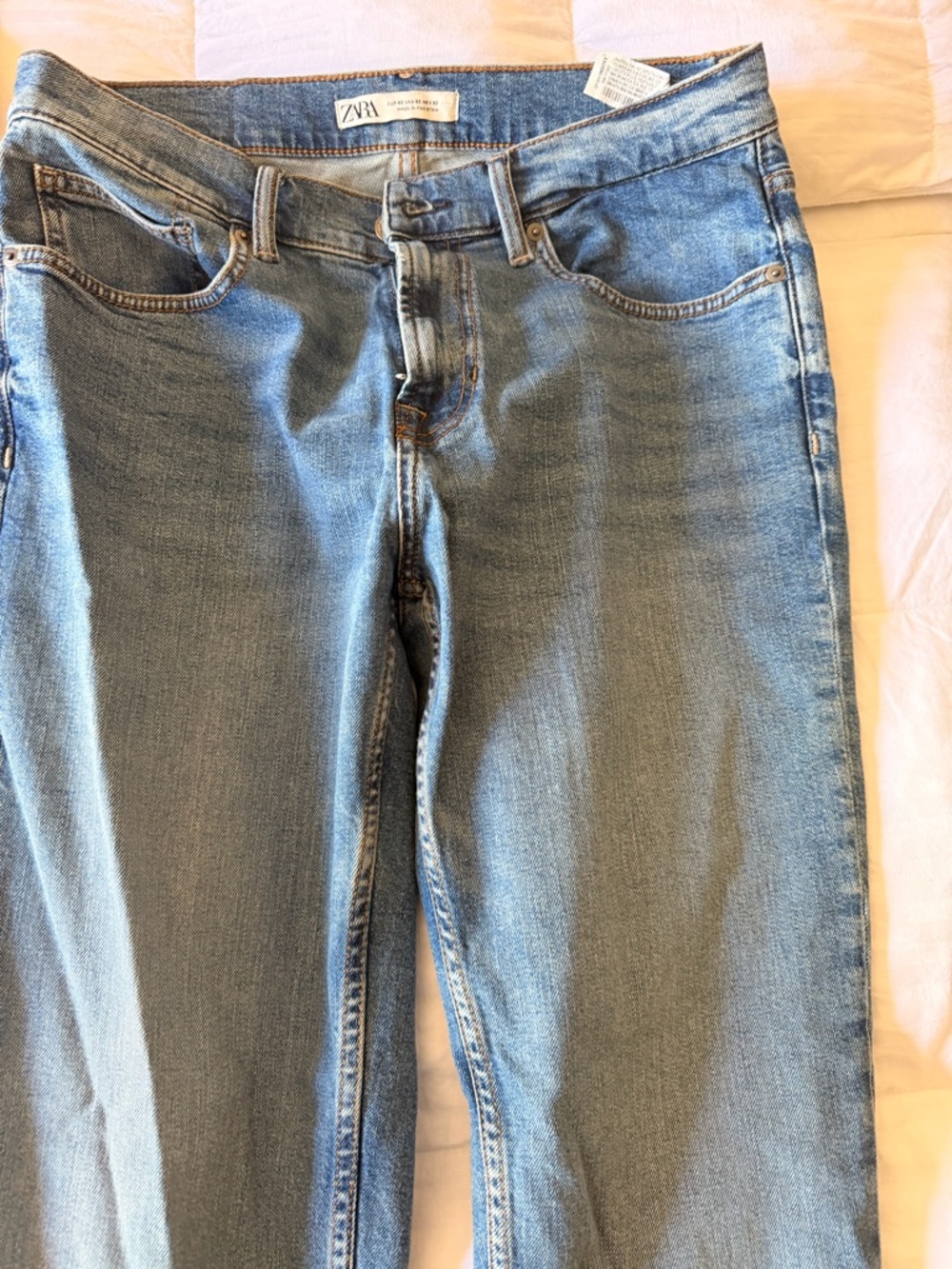 ZARA Men’s Light Wash Slim Straight Jeans - Blue